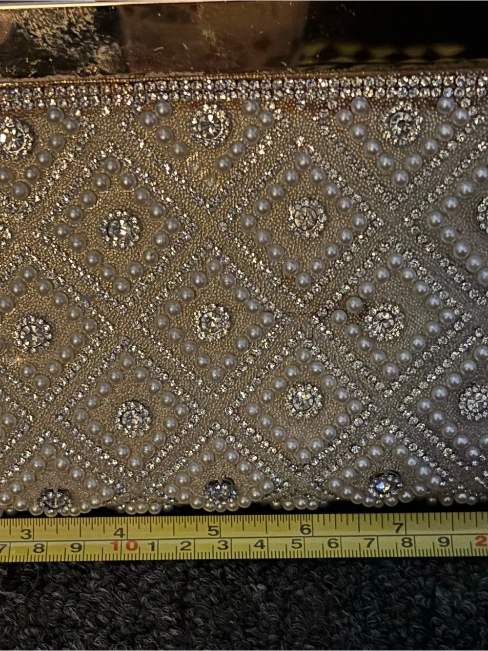 Embellished Gold Evening Clutch - Elegant Sparkle
